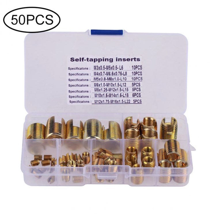 50Pcs/Set M3-M12 Quick Thread Insert Steel Inner Thread Self Tapping Thread
