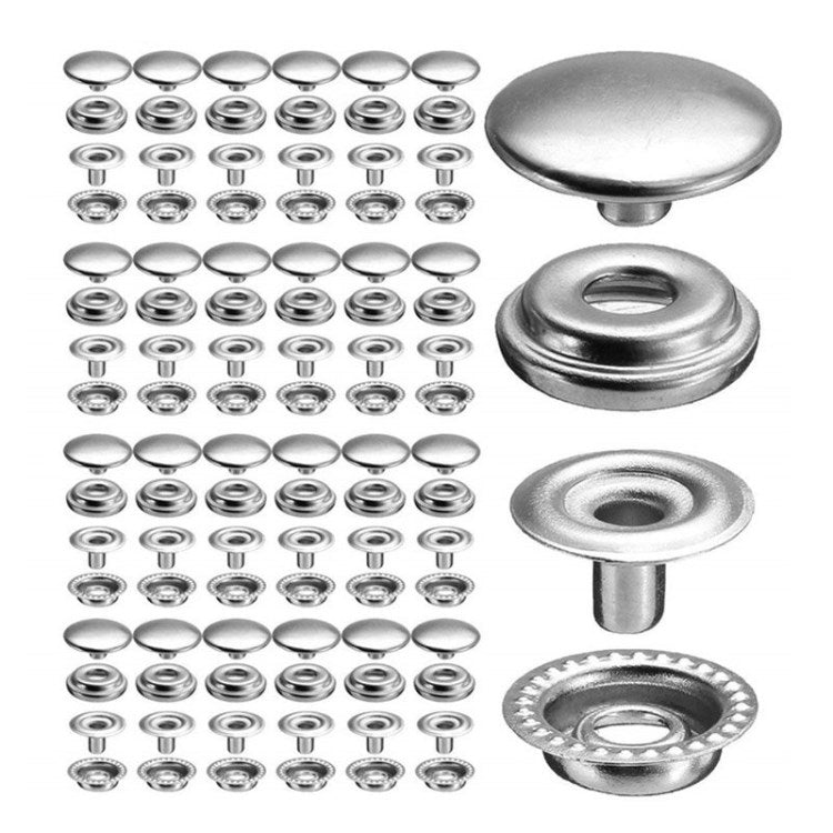 100Pcs 15mm Stainless Steel Buckle Fastener Button Kit for Canvas Bag Leather DIY Craft