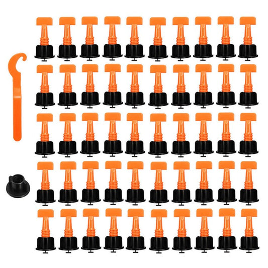 Tile Leveling System Kit 50Pcs Reusable Tile Leveler + 300Pcs Cross-shaped Alignment Spacers Locator for Wall Floor Tile Adjustment