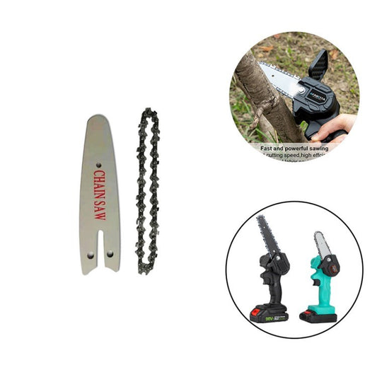 4 / 6-Inch Chain and Guide Plate Set Electric Saw Chain Replacement Part - 4 inch Chain + White Plate