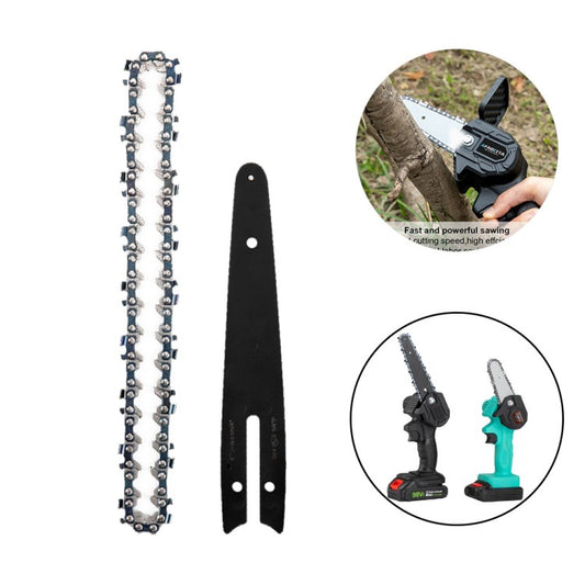 4 / 6-Inch Chain and Guide Plate Set Electric Saw Chain Replacement Part - 6 inch Chain + Black Plate