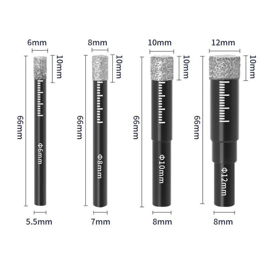 5-12mm Diamond Drill Bit Set for Marble Granite Ceramic Glass Tile Stone - 6-8-10-12 mm
