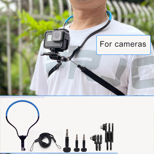 Uniqkart Smart Mobile Phone Stand Hanging on Neck Phone Mount Camera Holder for Gopro Sports Camera - Blue Stand