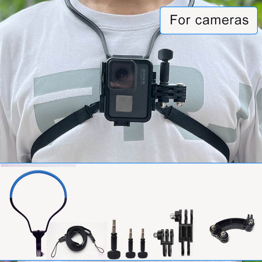 Uniqkart Smart Mobile Phone Stand Hanging on Neck Phone Mount Camera Holder for Gopro Sports Camera - Blue Vertical Stand