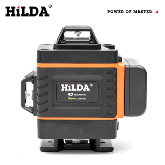 Hilda Laser Level Self Leveling Green Cross 16 Lines Laser Level 4D Rechargeable Lazer Level for Picture Hanging Home Wall Tile - Orange / EU Plug