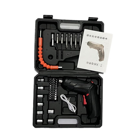 Hilda Cordless Screwdriver Set Rechargeable Electric Screwdriver Power Tools Kit - Black / 47Pcs Simple Style Set