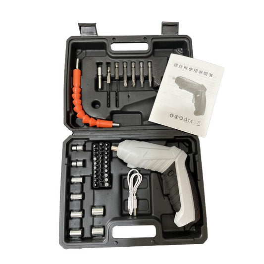 Hilda Cordless Screwdriver Set Rechargeable Electric Screwdriver Power Tools Kit - White / 47Pcs Basic Style Set
