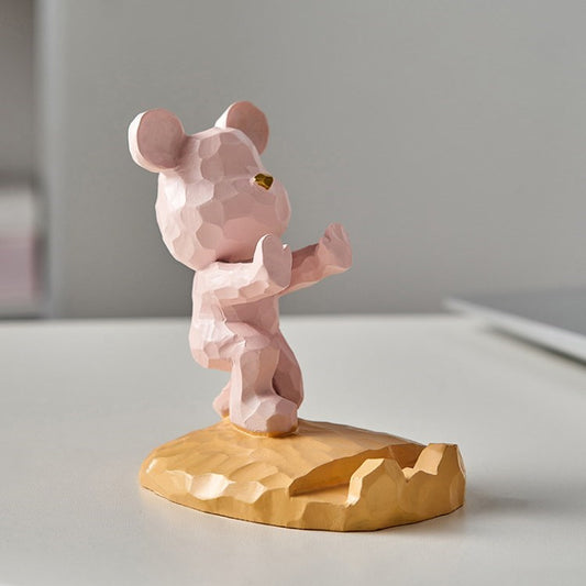 Cute Bear Cell Phone Stand Desktop Tablet Holder Creative Ornament Gift for Desktop Decoration - Style A