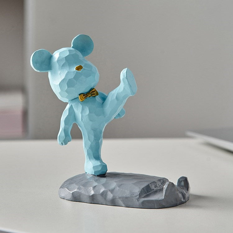 Cute Bear Cell Phone Stand Desktop Tablet Holder Creative Ornament Gift for Desktop Decoration - Style E