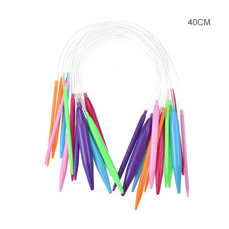 12 Pairs Plastic Sewing Needle Kit Single Pointed Colorful Knit Needles DIY Woven Tools - 40cm Length