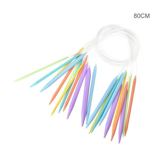 12 Pairs Plastic Sewing Needle Kit Single Pointed Colorful Knit Needles DIY Woven Tools - 80cm Length