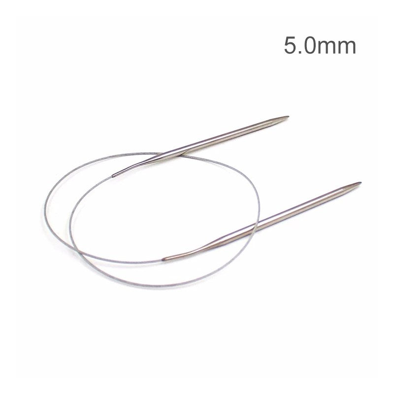 Circular Knitting Needles Round Stainless Steel Circle Blankets Magic Loop for Socks Sweater Scarf - 5.0mm