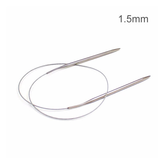 Circular Knitting Needles Round Stainless Steel Circle Blankets Magic Loop for Socks Sweater Scarf - 1.5mm