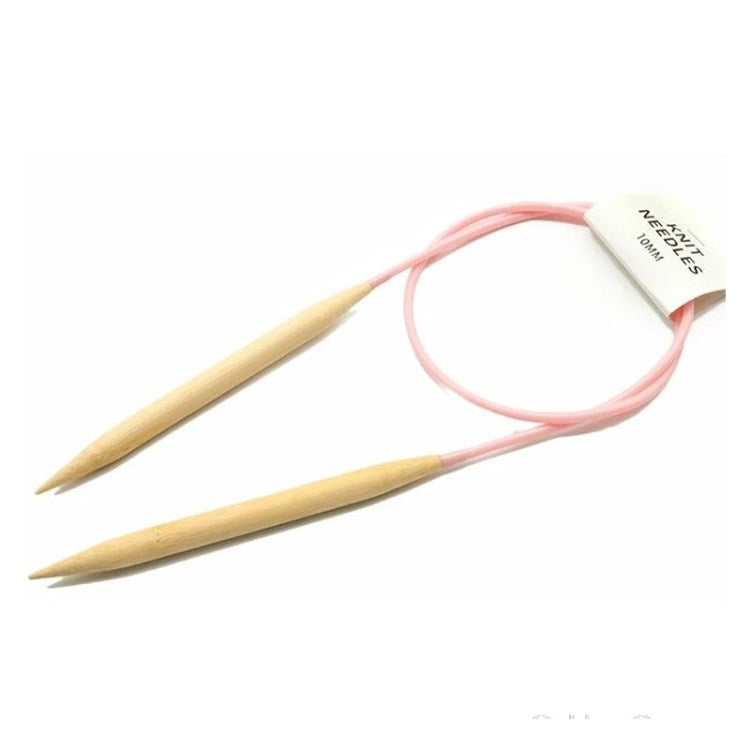 Bamboo Knitting Needles Circular Wooden Knitting Needles with Colorful Plastic Tube for Hat Scarf - 10mm