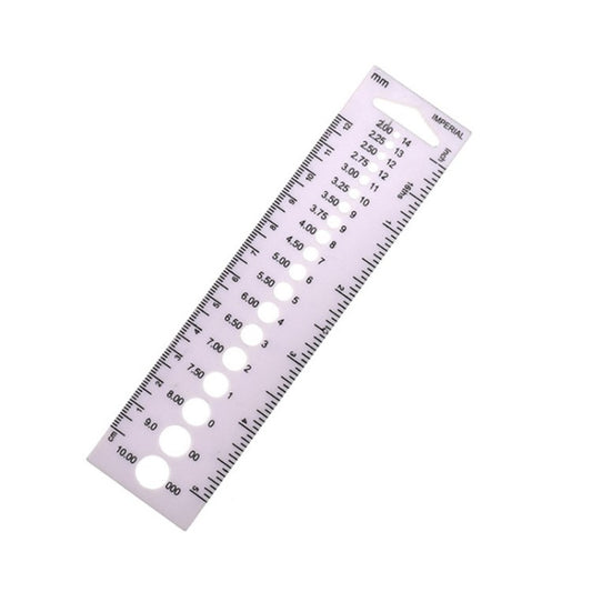 AC183 Knitting Needle Ruler Inch Gauge US mm 2.0-10.0mm Ruler Tailor Sewing Tool - C12 White