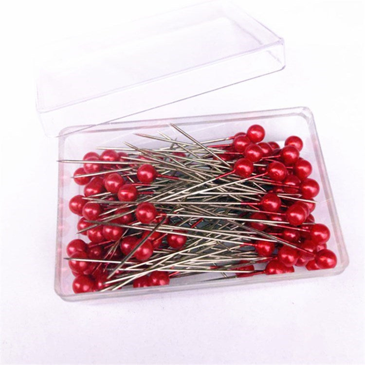 100Pcs Sewing Pins Ball Head Straight Pins Patchwork Embroidery Tool Sewing Needles - Red