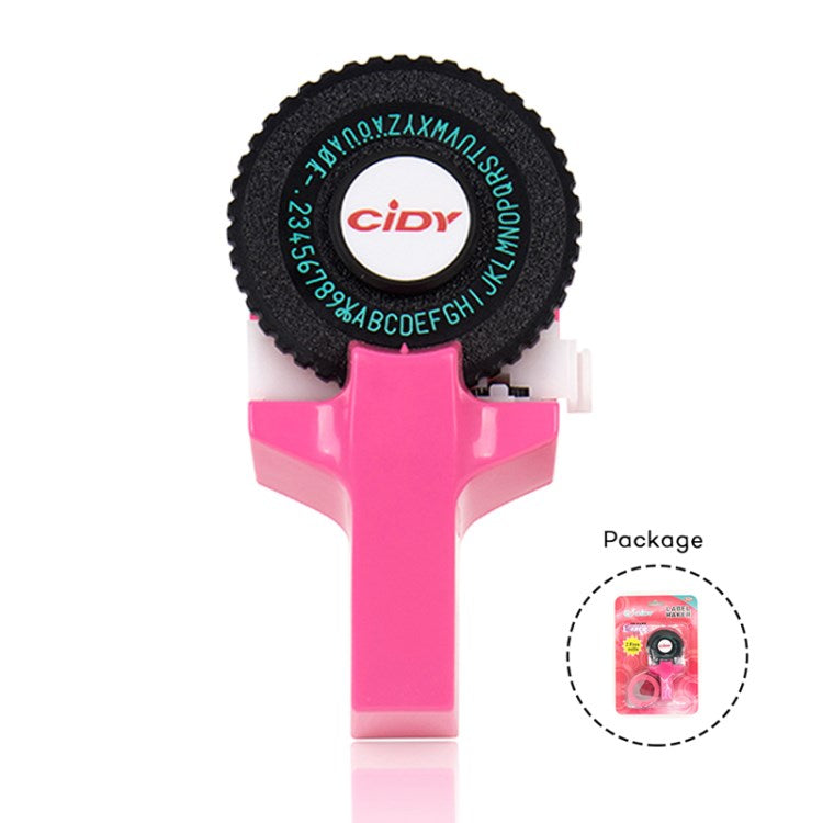 Motex E-101 Manual Label Maker with 2Pcs 9mm Label Tapes for Motex 3D Label Printer Labeling Machine - Pink