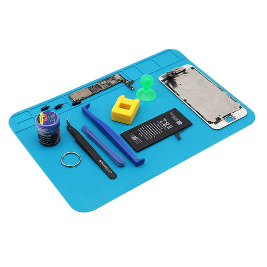 Large Silicone Soldering Mat Repair Work Mat Heat Resistant Insulation Platform Station Pad - Blue