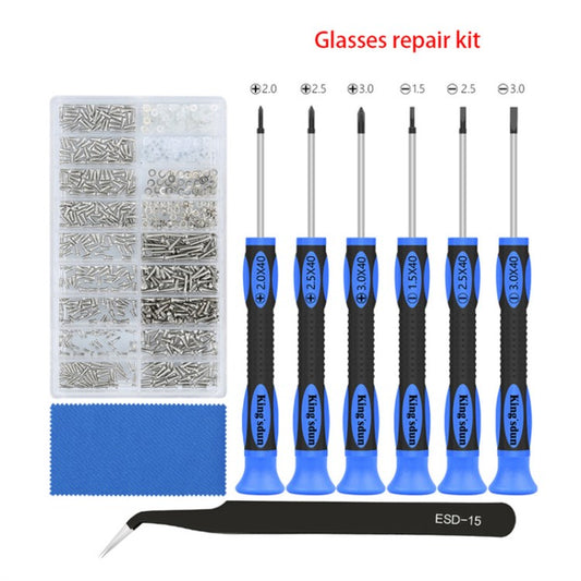KING&#39;SDUN 10-in-1 Multifunctional Eyeglass Repair Tool Kit Glasses Precision Screwdriver Set