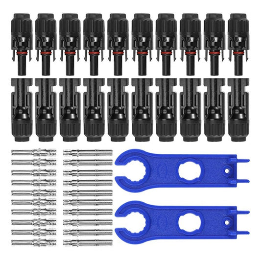 10 Pairs Solar Panel Cable Connectors IP67 Waterproof Male Female Connector with 2 Wrenches Tools