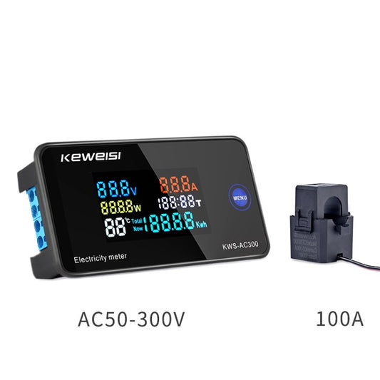 Keweisi AC 50-300V Voltmeter Ammeter 0-100A KWS Power Energy Meter LAC Power Electricity Meter - AC300-100A Split