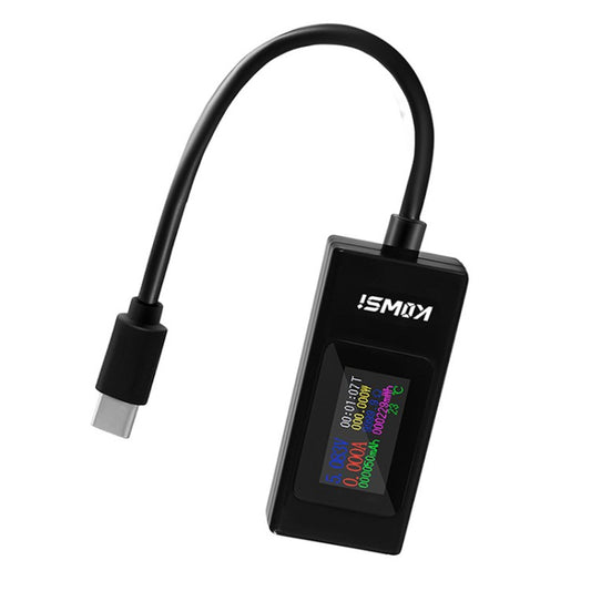 KWS-066C DC 4-30V Type-C Voltage Tester 2-Way Timing Ammeter Digital Monitor Cutoff Power Indicator - Black