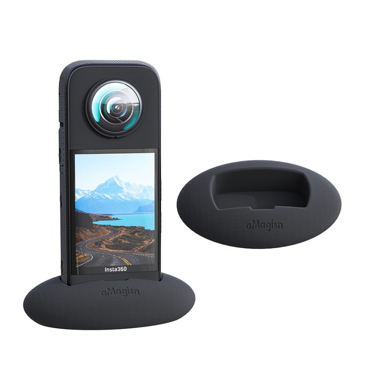Uniqkart Camera Mount Holder for Insta360 X3, Hands-Free Silicone Base Non Slip Pad - Black