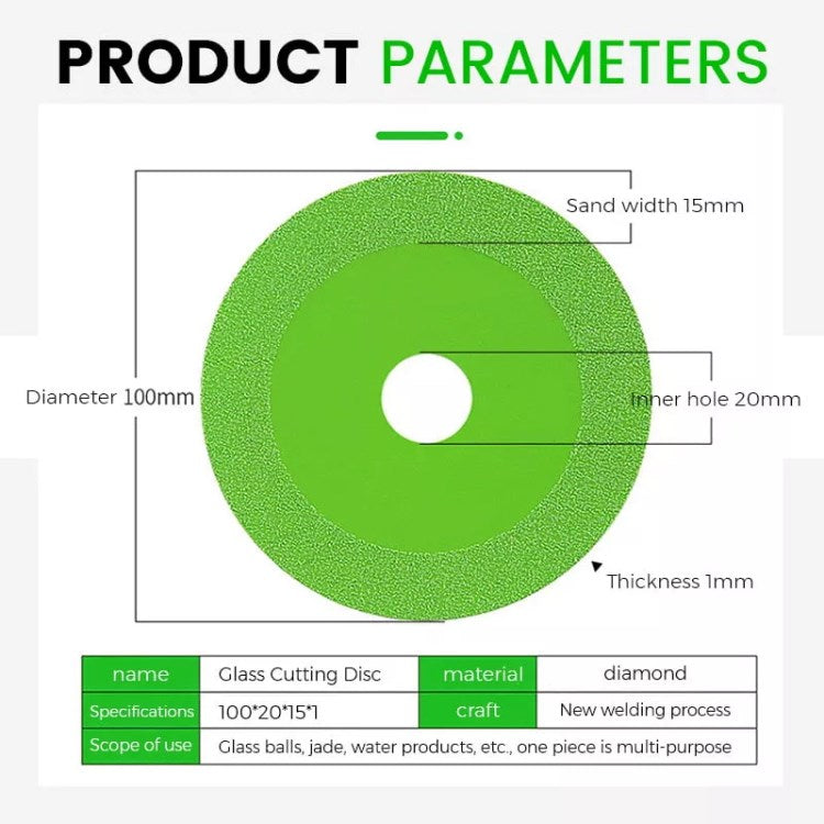 Glass Cutting Disc 1mm Diamond Cutting Blade for Marble Ceramic Tile Porcelain Saw Cut Off Wheel - Green