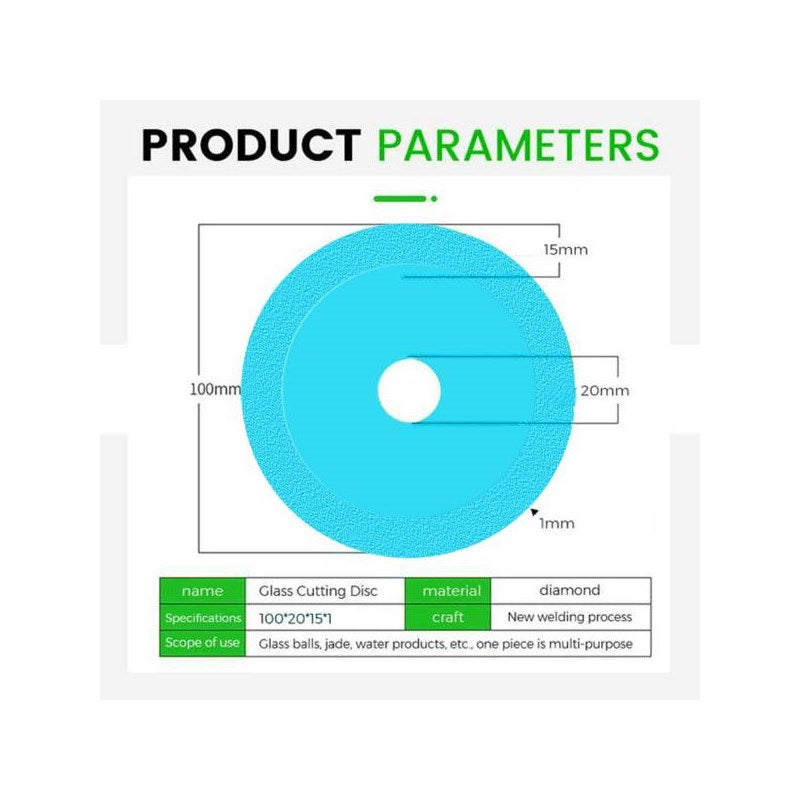 Glass Cutting Disc 1mm Diamond Cutting Blade for Marble Ceramic Tile Porcelain Saw Cut Off Wheel - Blue