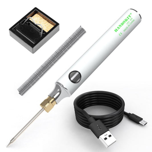 U5V 8W Soldering Iron Mini Outdoor Portable USB Adjustable Temperature Welding Repair Tool Pen - White