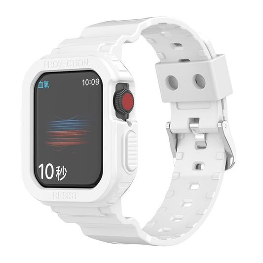 Uniqkart for Apple Watch Ultra 49mm / Series 8 / 7 45mm / SE (2022) / SE / Series 6 / 5 / 4 44mm Soft Watch Strap Smartwatch Band with Case - White