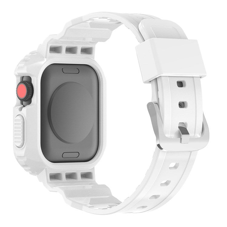 Uniqkart for Apple Watch Ultra 49mm / Series 8 / 7 45mm / SE (2022) / SE / Series 6 / 5 / 4 44mm Soft Watch Strap Smartwatch Band with Case - White