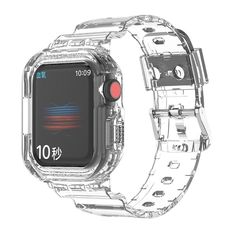 Uniqkart for Apple Watch Ultra 49mm / Series 8 / 7 45mm / SE (2022) / SE / Series 6 / 5 / 4 44mm Soft Watch Strap Smartwatch Band with Case - Transparent