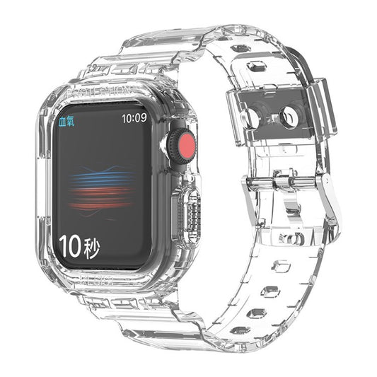 Uniqkart for Apple Watch Ultra 49mm / Series 8 / 7 45mm / SE (2022) / SE / Series 6 / 5 / 4 44mm Soft Watch Strap Smartwatch Band with Case - Transparent
