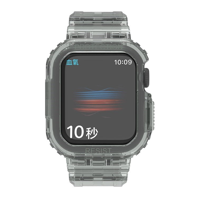 Uniqkart for Apple Watch Ultra 49mm / Series 8 / 7 45mm / SE (2022) / SE / Series 6 / 5 / 4 44mm Soft Watch Strap Smartwatch Band with Case - Transparent Grey