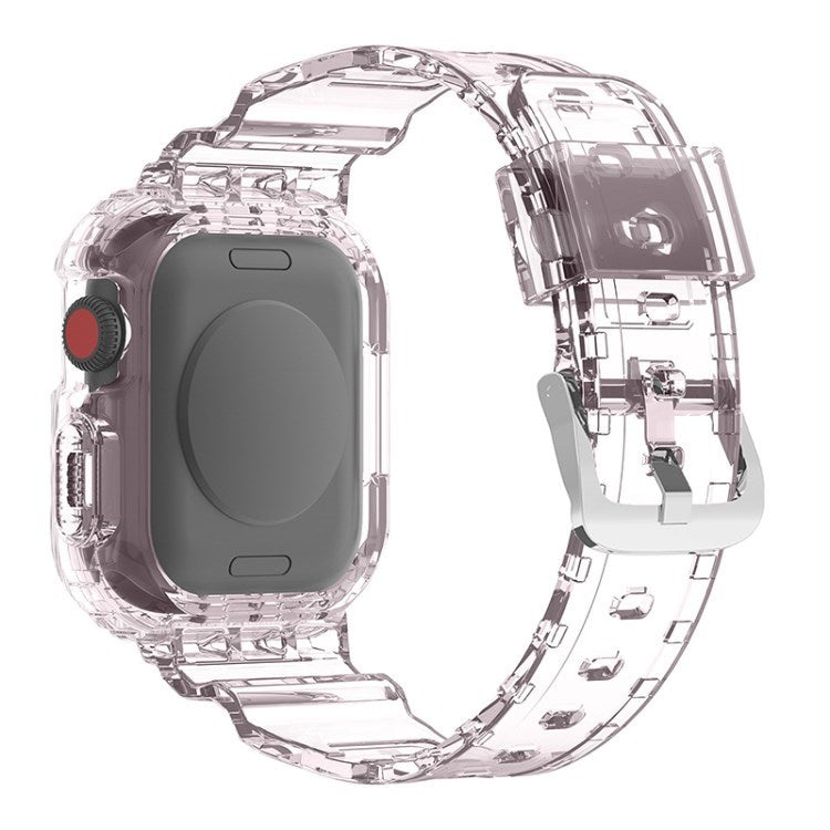 Uniqkart for Apple Watch Ultra 49mm / Series 8 / 7 45mm / SE (2022) / SE / Series 6 / 5 / 4 44mm Soft Watch Strap Smartwatch Band with Case - Transparent Pink