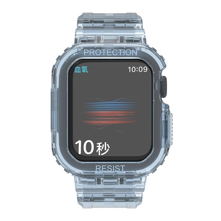 Uniqkart for Apple Watch Ultra 49mm / Series 8 / 7 45mm / SE (2022) / SE / Series 6 / 5 / 4 44mm Soft Watch Strap Smartwatch Band with Case - Transparent Blue