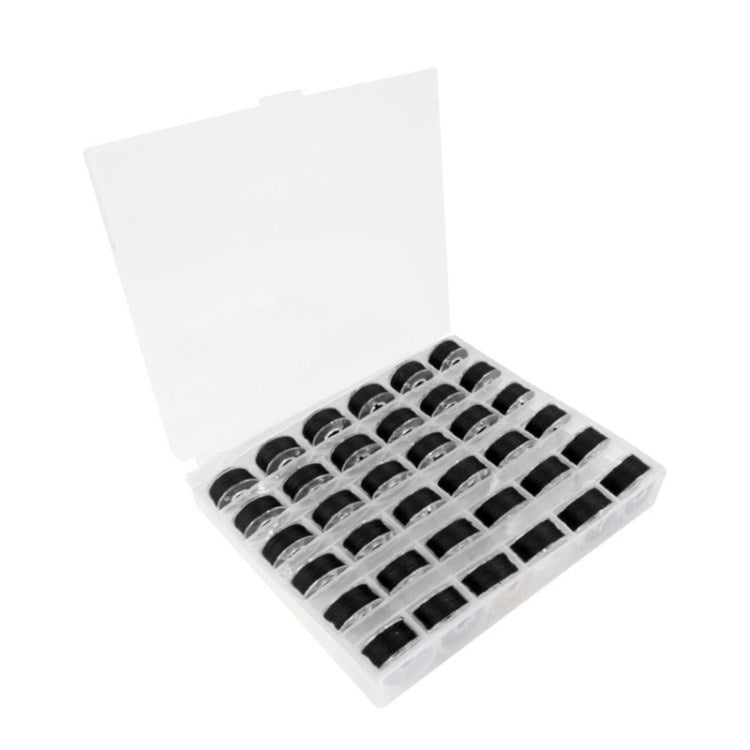36Pcs Bobbins Sewing Threads Pre Wound Bobbins Set Stitching Travel Kit with Case for Multiple Sewing Machines - Black