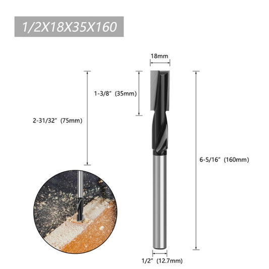 Cleaning Bottom Spiral Router Bit 12mm / 12.7mm Shank Engraving Machine Woodworking Milling Cutter - 12.7x18x35x160mm