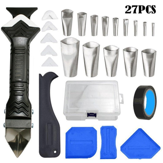27Pcs Caulking Tools 3-in-1 Silicone Sealant Finishing Tools Grout Remove Scrapers Glass Glue Angle Scraper
