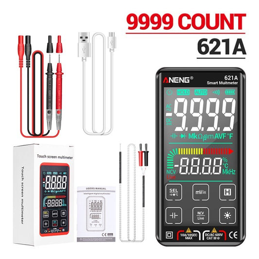Aneng 621A Digital Multimeter Intelligent 9999 Counts Auto Range NCV Meter Rechargeable Tester - Black / Standard Version