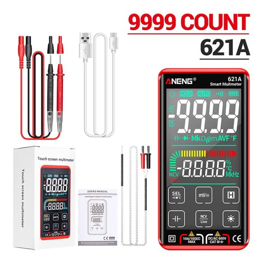 Aneng 621A Digital Multimeter Intelligent 9999 Counts Auto Range NCV Meter Rechargeable Tester - Red / Standard Version
