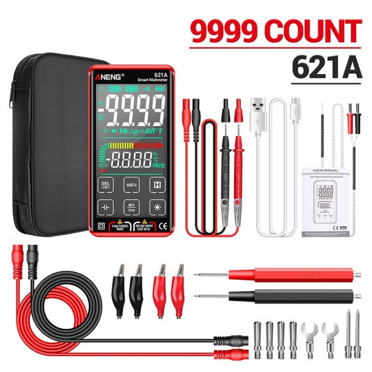 Aneng 621A Digital Multimeter Intelligent 9999 Counts Auto Range NCV Meter Rechargeable Tester - Red / Premium Version