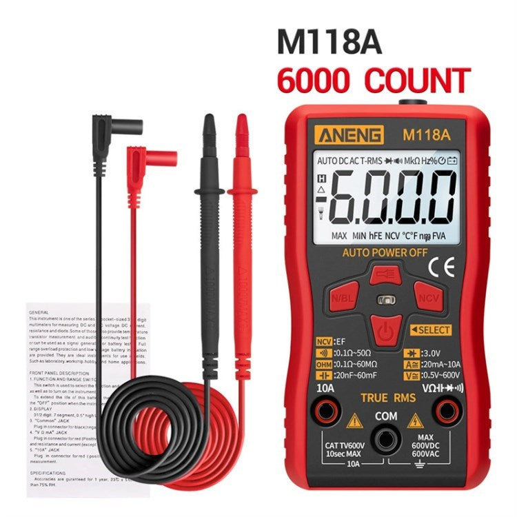 Aneng M118A Digital Multimeter Tester 6000 Counts Fast Accurately Measures Auto-Ranging Tester Meter