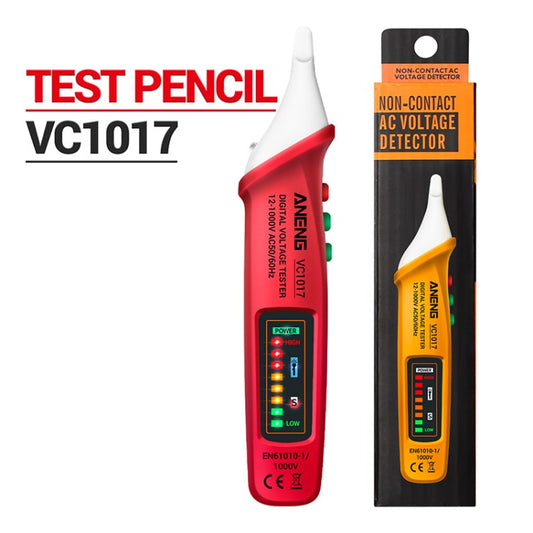 Aneng VC1017 Voltage Tester Non-Contact AC Voltage Detector Digital Tester Pen with Flashlight - Red