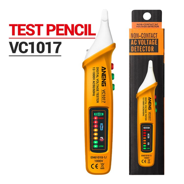 Aneng VC1017 Voltage Tester Non-Contact AC Voltage Detector Digital Tester Pen with Flashlight - Yellow
