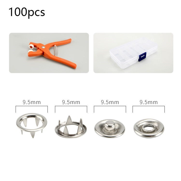 9.5mm Metal Grommet Eyelet Plier Set Eyelet Hole Punch Plier Kit Grommet Tool for Leather Clothes Belt - 100Pcs