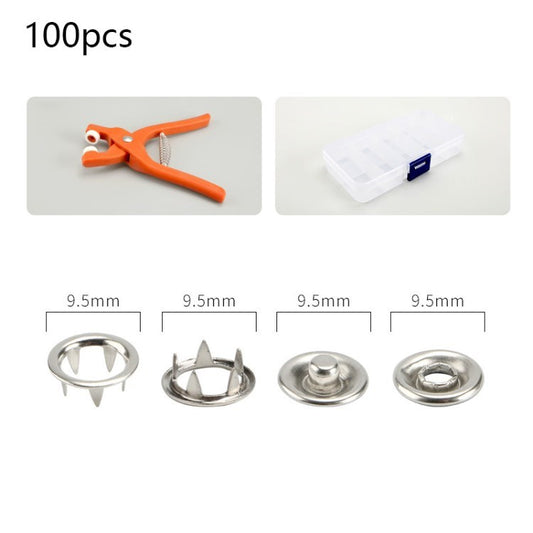 9.5mm Metal Grommet Eyelet Plier Set Eyelet Hole Punch Plier Kit Grommet Tool for Leather Clothes Belt - 100Pcs
