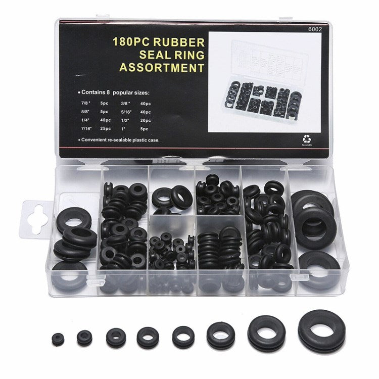 180 Pcs Rubber Grommet Assortment Kit Gasket Ring Set Rubber Hole Plugs for Automotive &amp; Hardware Repair