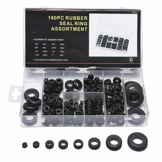 180 Pcs Rubber Grommet Assortment Kit Gasket Ring Set Rubber Hole Plugs for Automotive &amp; Hardware Repair